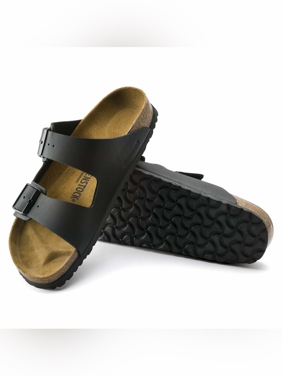 Birkenstock Men\'s Two-Strap Sandal in Black with Black Buckles main image 6